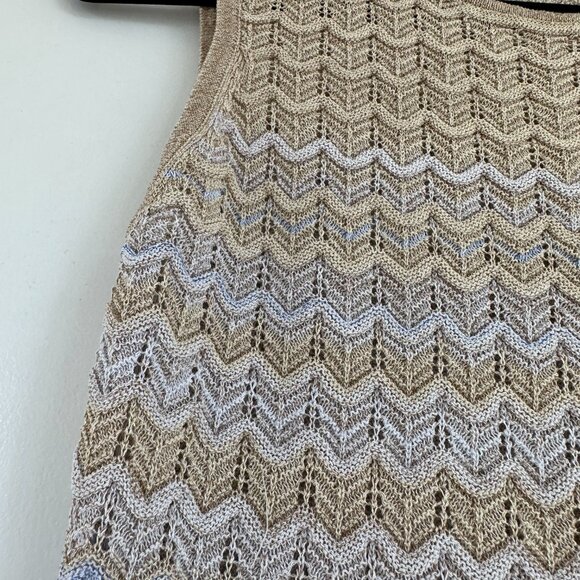 Sandro Midi Dress Knit Zigzag Weave Multicolored Sleeveless Back Slit Sz Small - Picture 7 of 12